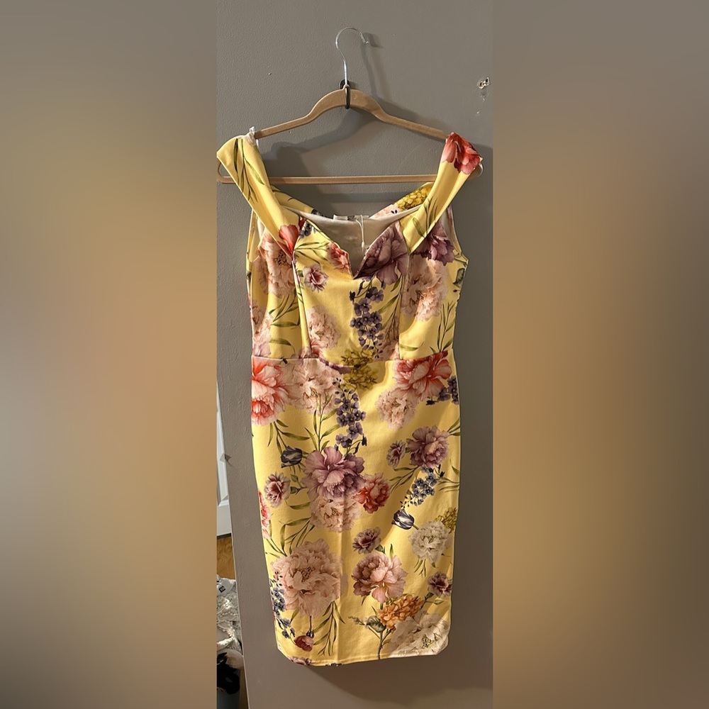 Yellow floral off the shoulder dress